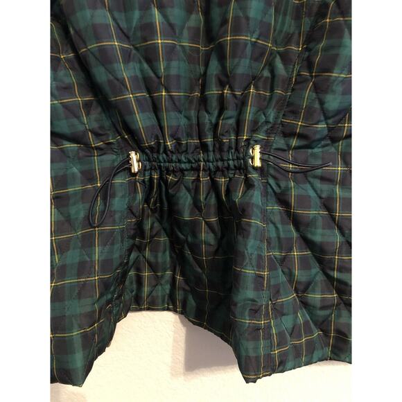 Croft & Barrow Womens M Tartan Plaid Green Blue Quilted Vest Slash Pockets - Picture 7 of 8
